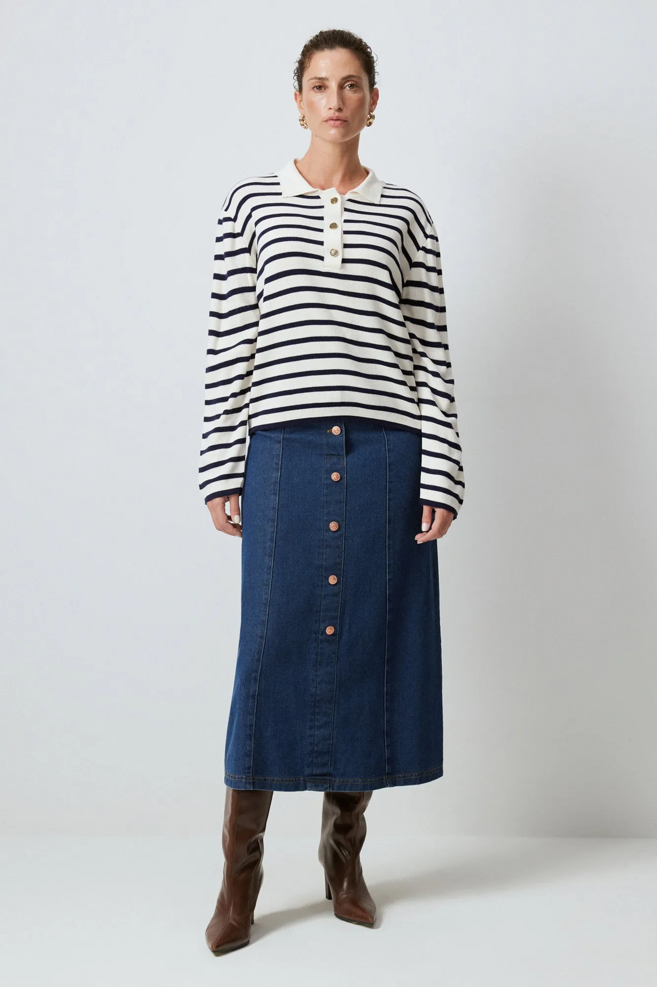 POLO NECK STRIPED SWEATER