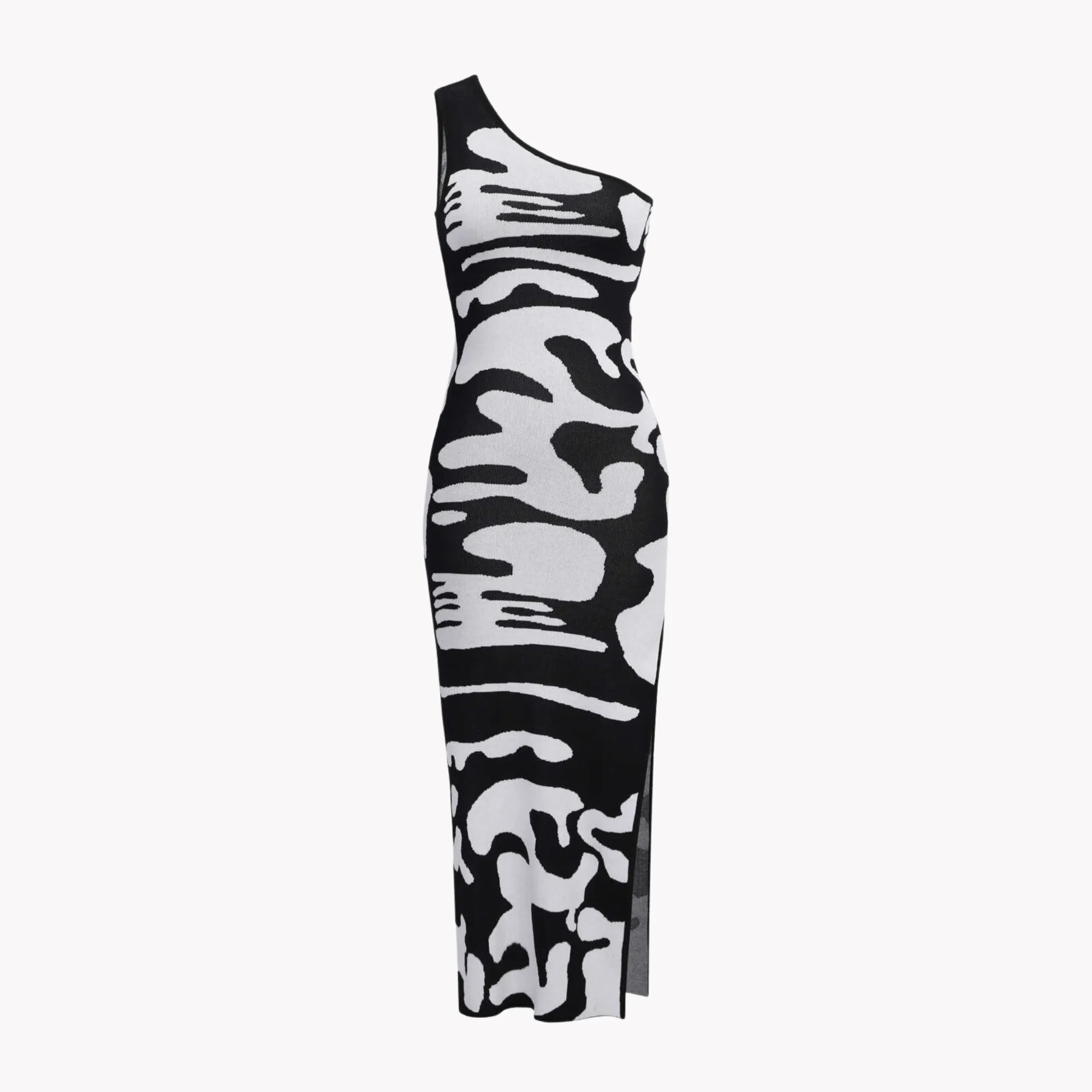 Pre Order:  Cow Print Dress One Shoulder Dress - @arsenenoe