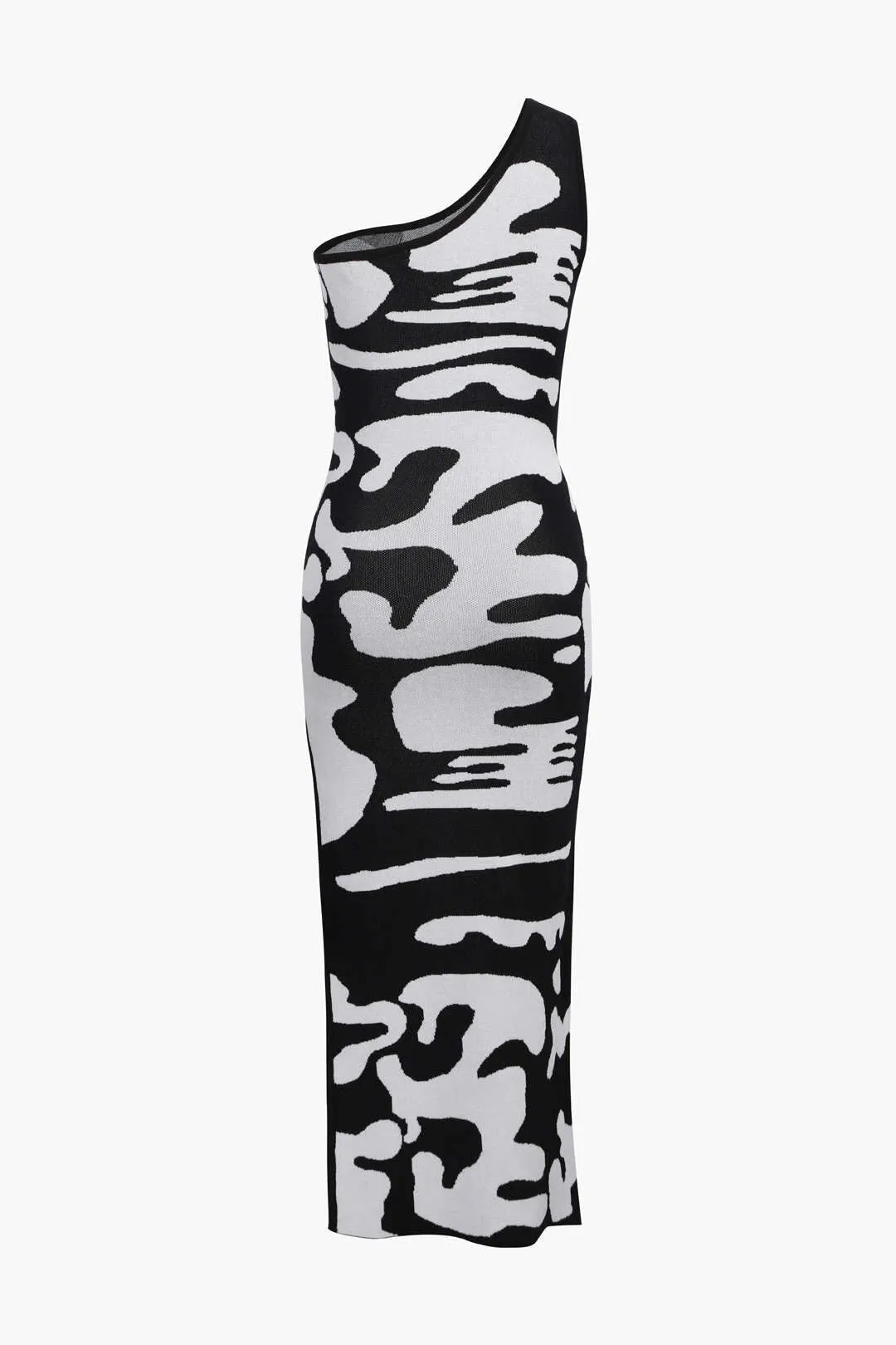 Pre Order:  Cow Print Dress One Shoulder Dress - @arsenenoe
