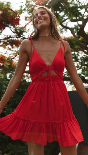 Red Knot Pleated Slip Dress