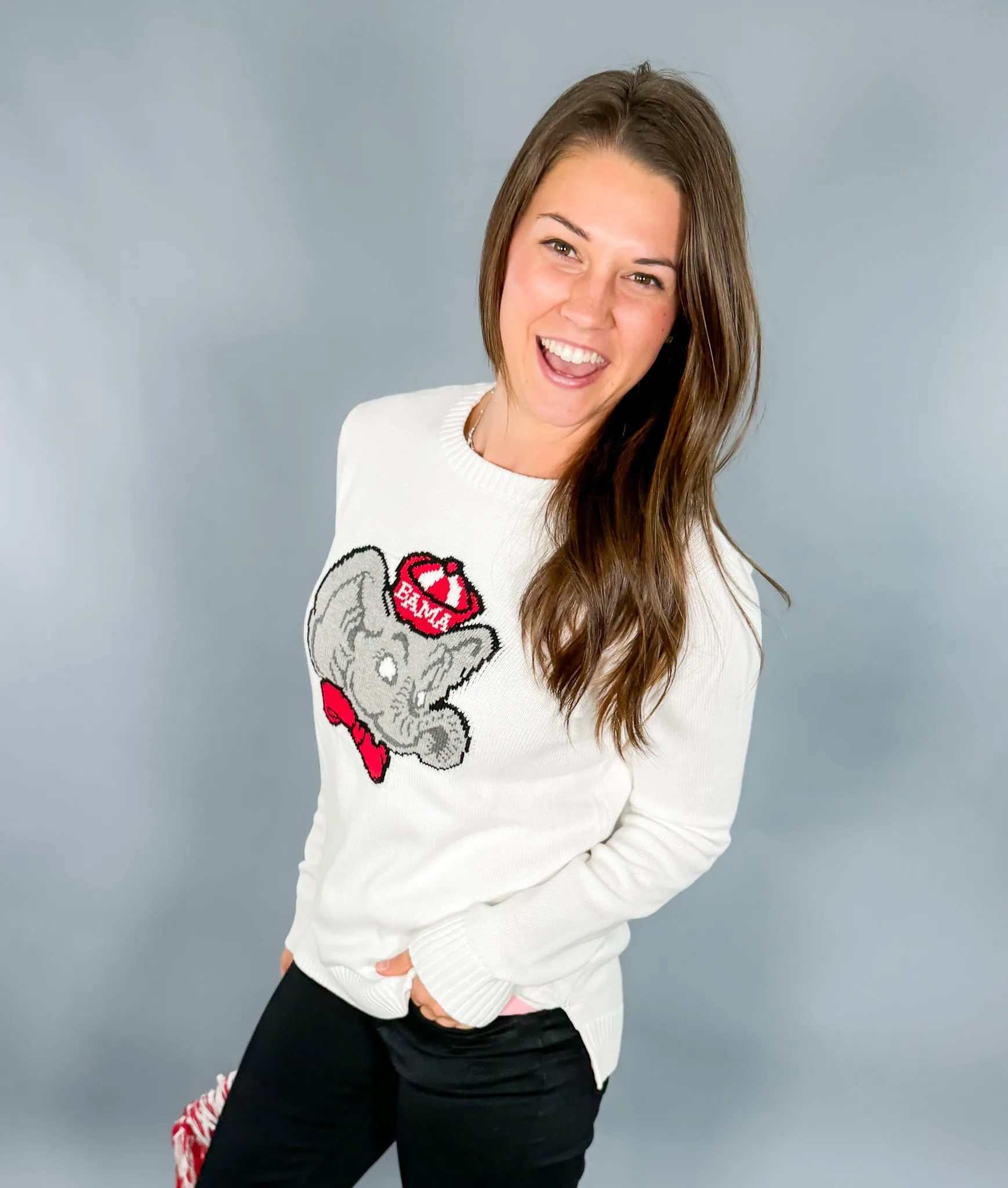 Roll Tide Elephant White Sweater