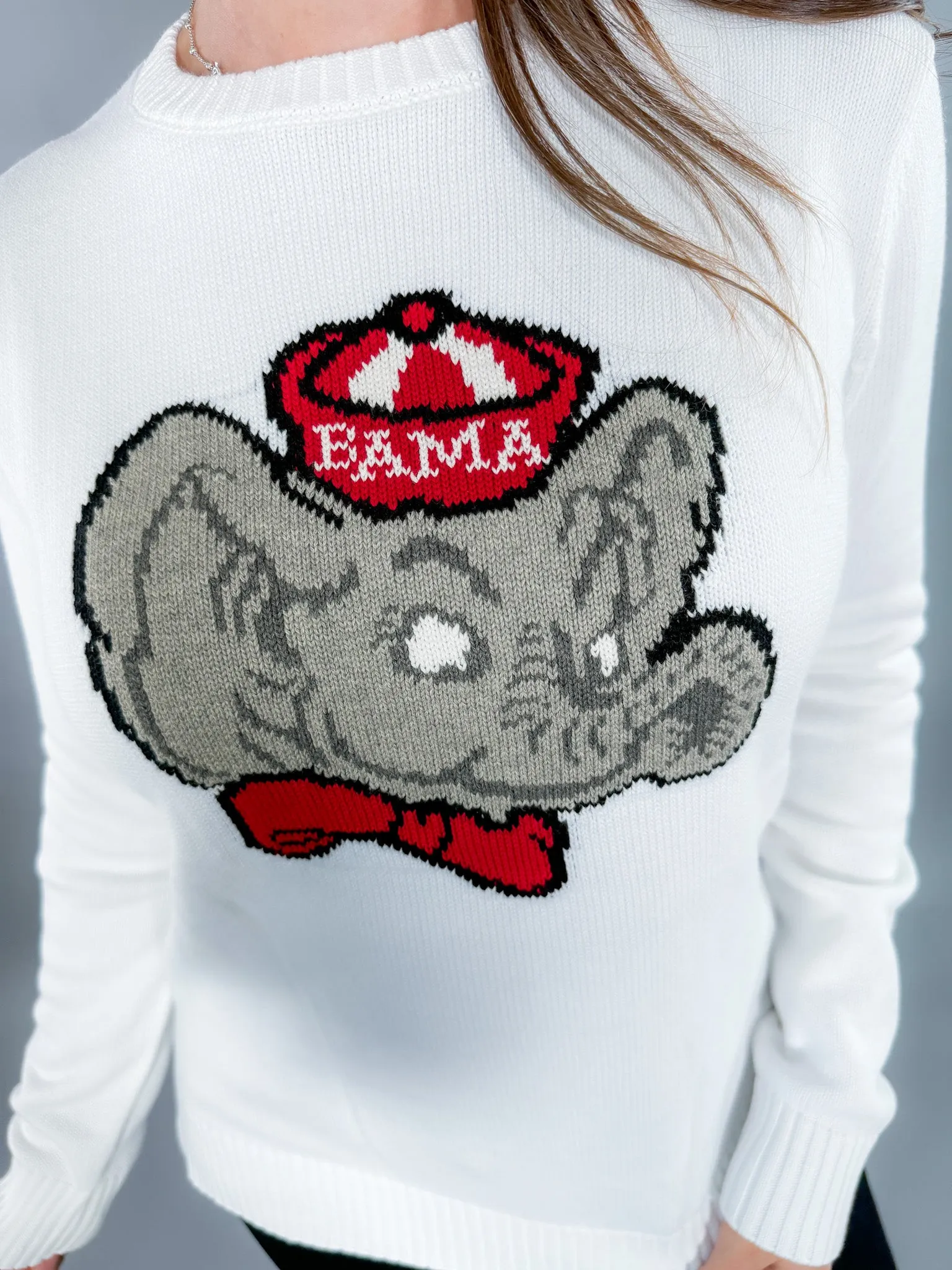 Roll Tide Elephant White Sweater