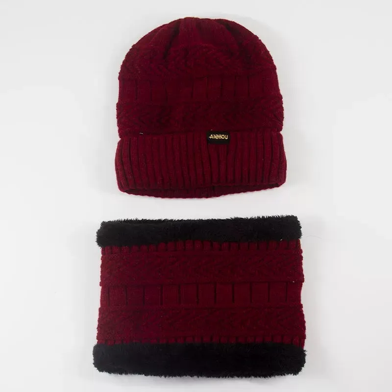 Sidiou Group Unisex Winter Fashion Knitted Women Fleece Beanie Hat Thermal Scarves Sets Warm Thick Earflap Hat And Scarf Set
