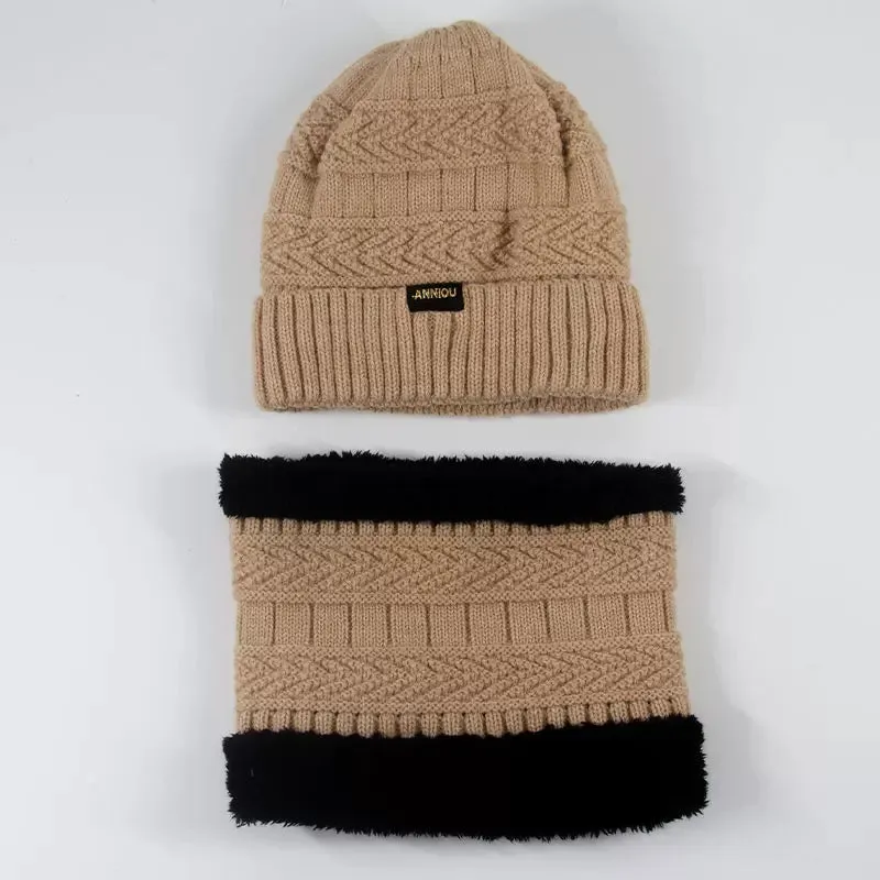 Sidiou Group Unisex Winter Fashion Knitted Women Fleece Beanie Hat Thermal Scarves Sets Warm Thick Earflap Hat And Scarf Set
