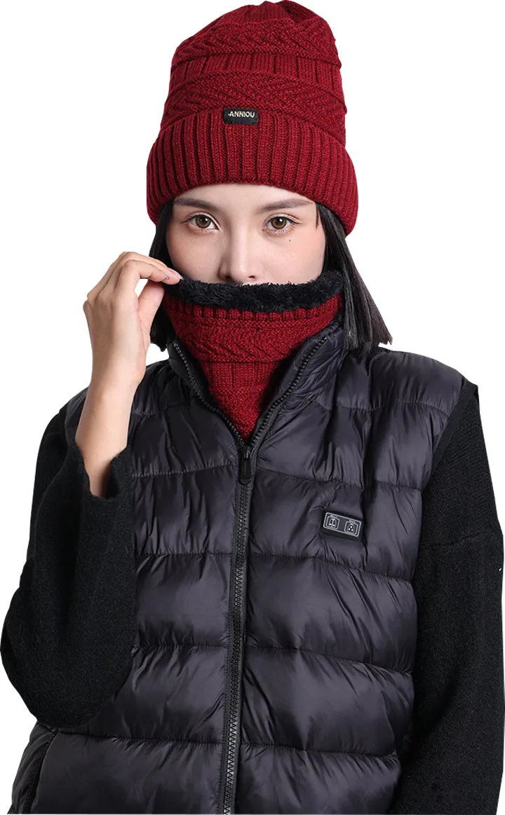 Sidiou Group Unisex Winter Fashion Knitted Women Fleece Beanie Hat Thermal Scarves Sets Warm Thick Earflap Hat And Scarf Set