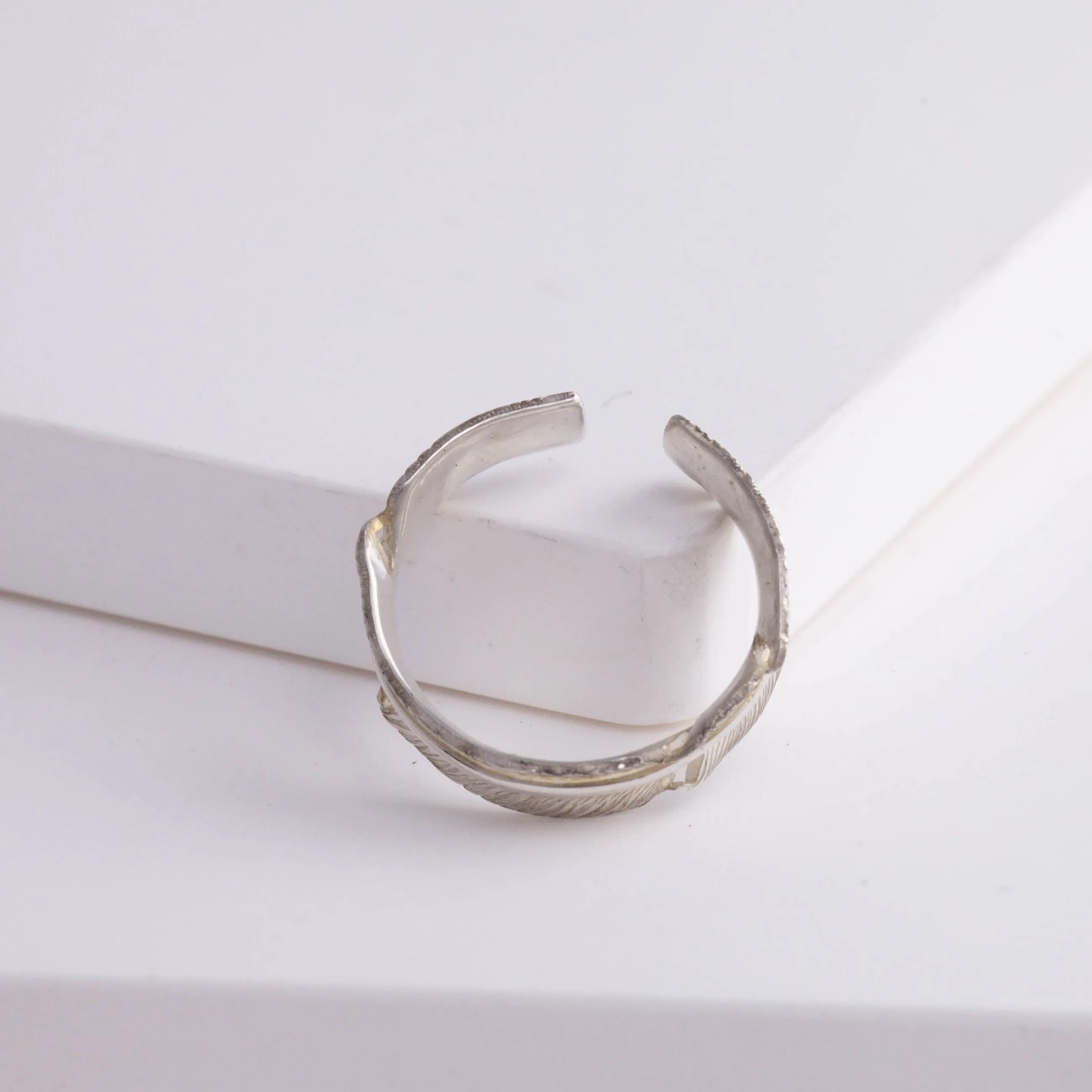 Silver infinity feather ear cuff (large)