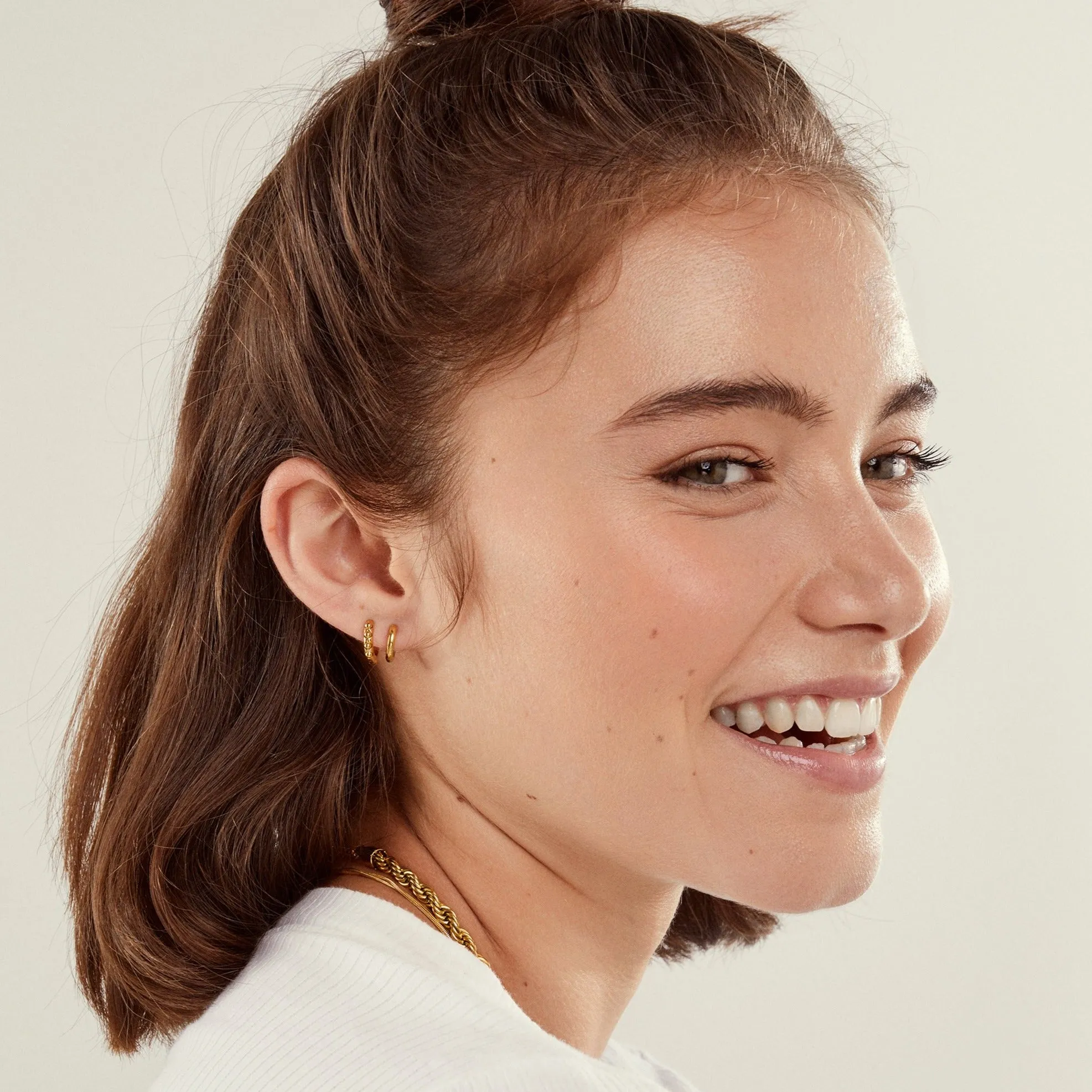 Single Small Rooftop Huggie Hoop Earring