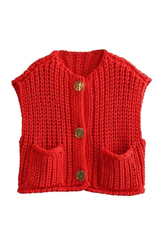 Solid Round Neck Sweater Vest
