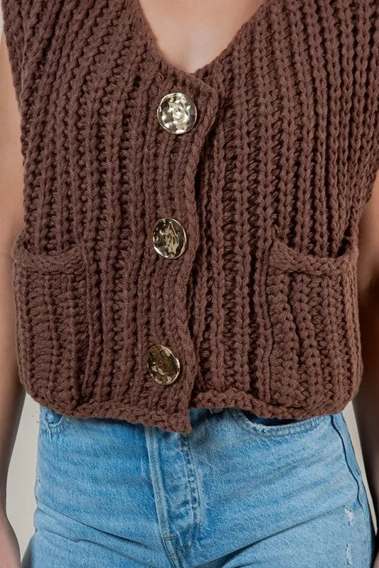 Solid Round Neck Sweater Vest