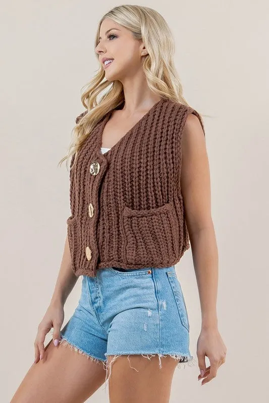 Solid Round Neck Sweater Vest