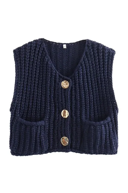 Solid Round Neck Sweater Vest