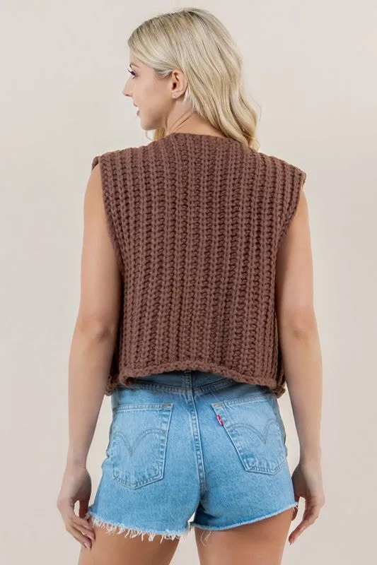 Solid Round Neck Sweater Vest