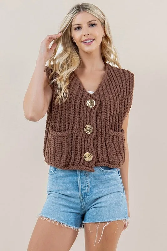 Solid Round Neck Sweater Vest