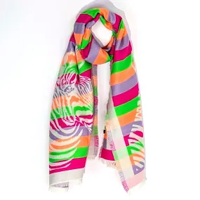 Special and substantial warm neon zebra scarf