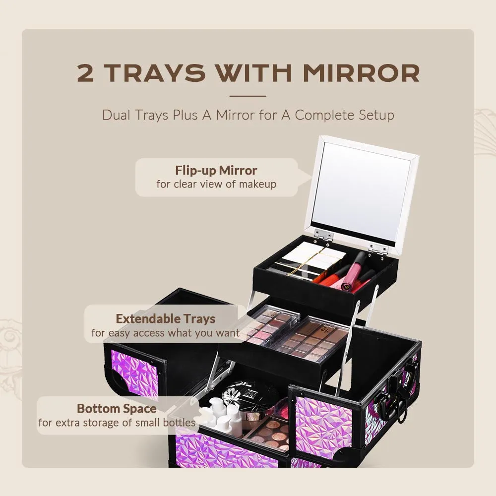 TheLAShop Makeup Train Case with Mirror & Extendable Tray