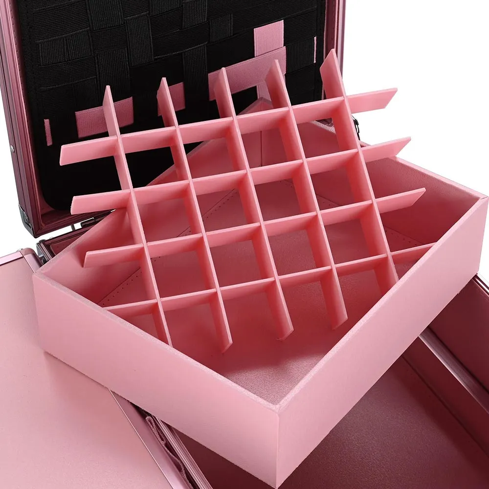 TheLAShop Rolling Makeup Station with Slide Drawers Detachable Pink