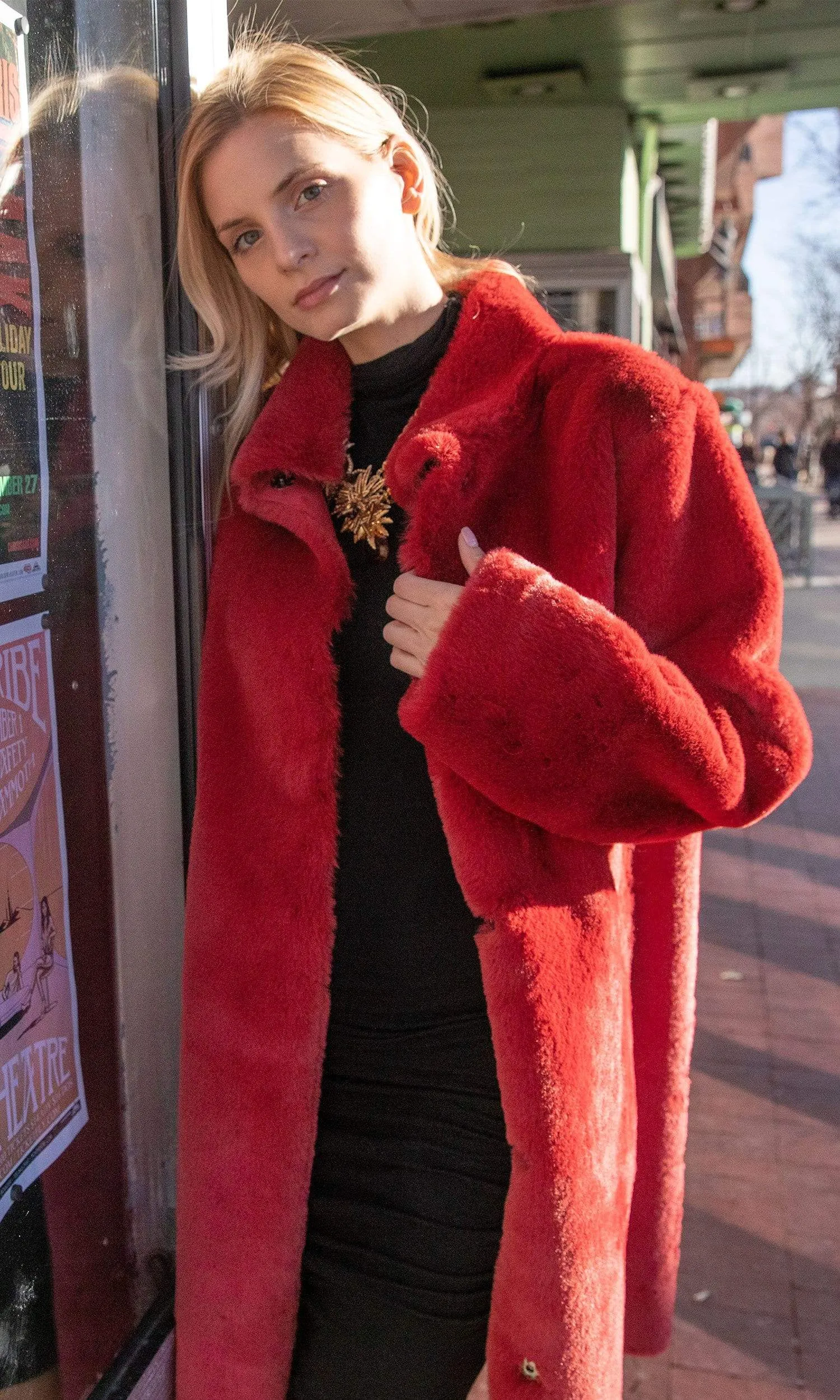 Velvet by Graham & Spencer Mina Faux Fur 3/4 Length Coat