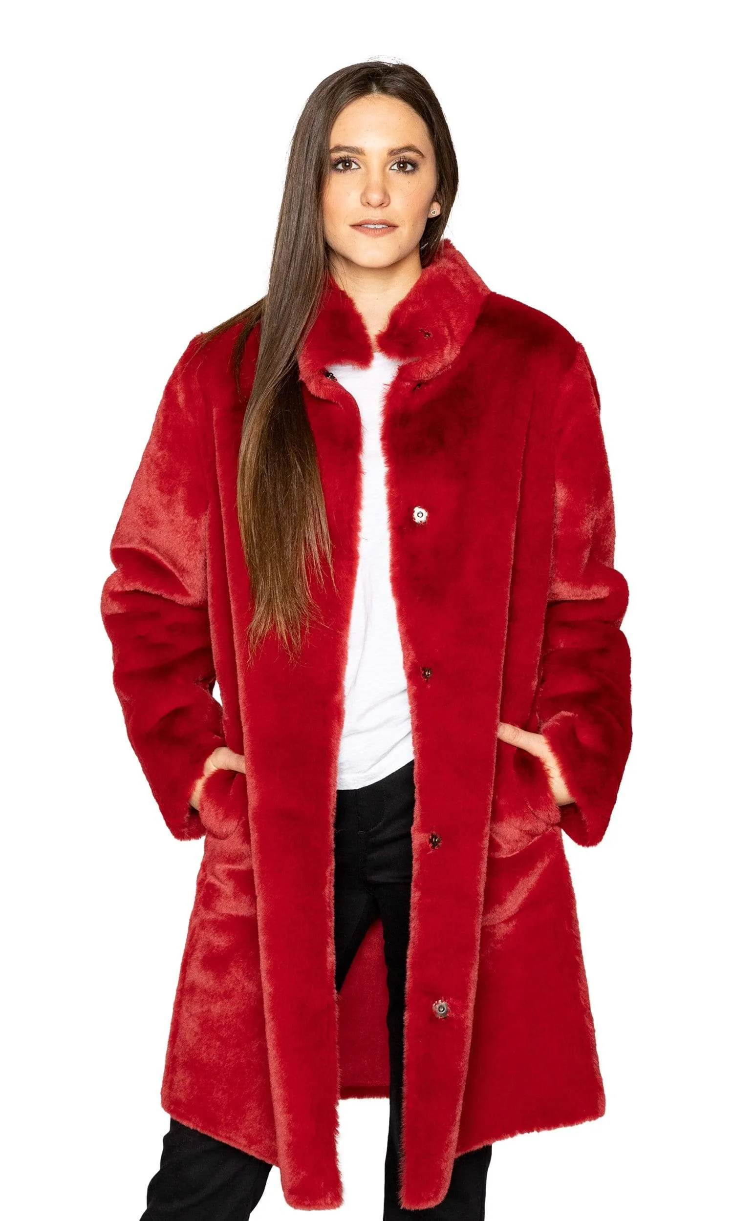 Velvet by Graham & Spencer Mina Faux Fur 3/4 Length Coat