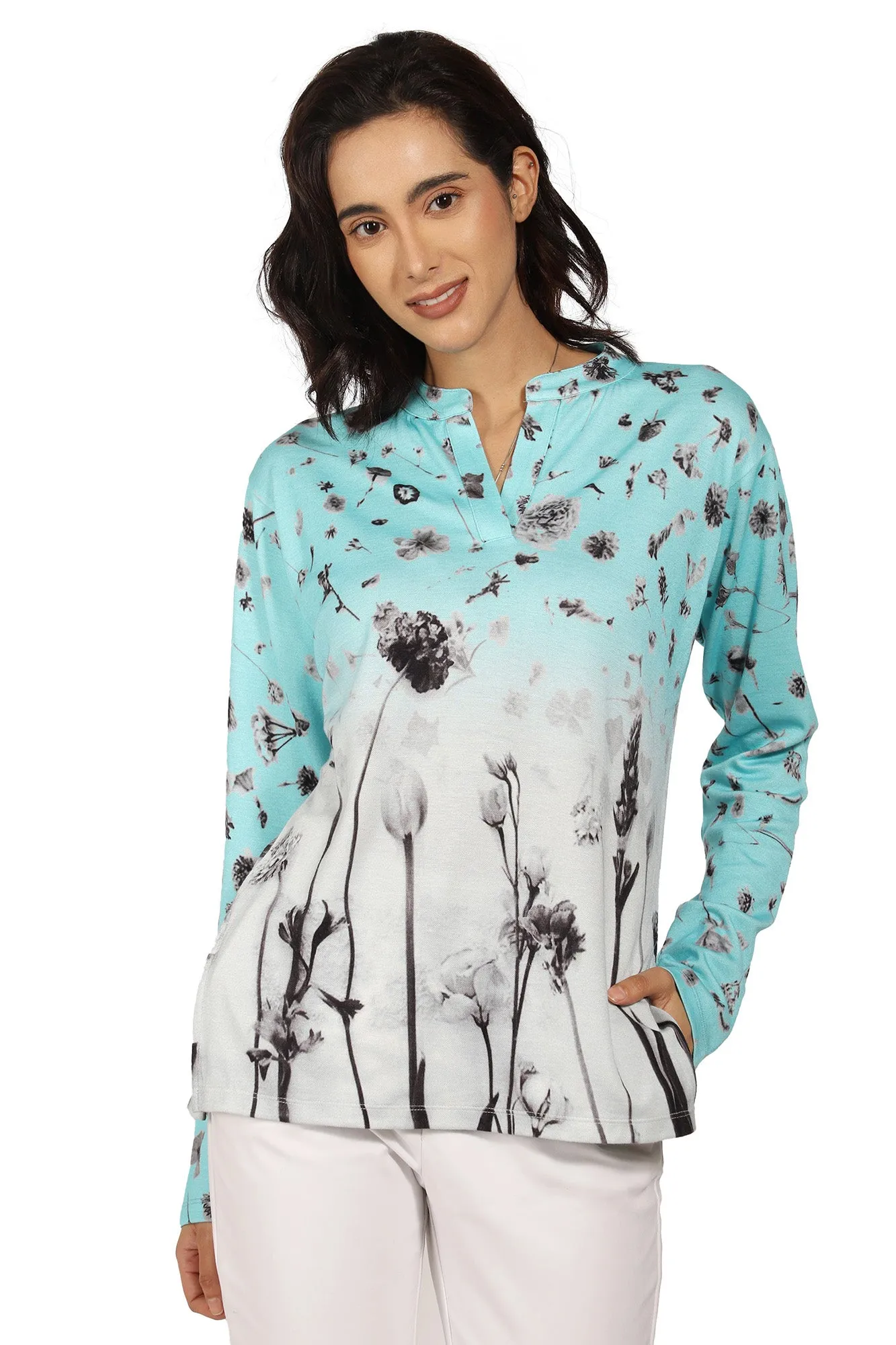 Vintage Floral - Sky Blue & White Scarf & Sweater Set