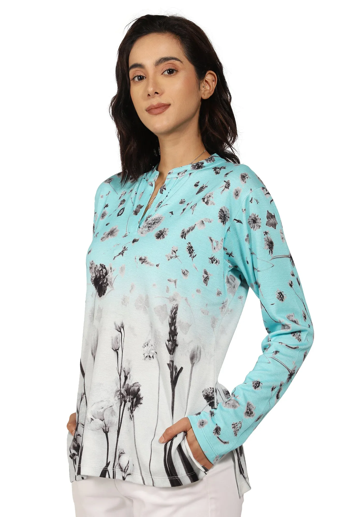 Vintage Floral - Sky Blue & White Scarf & Sweater Set