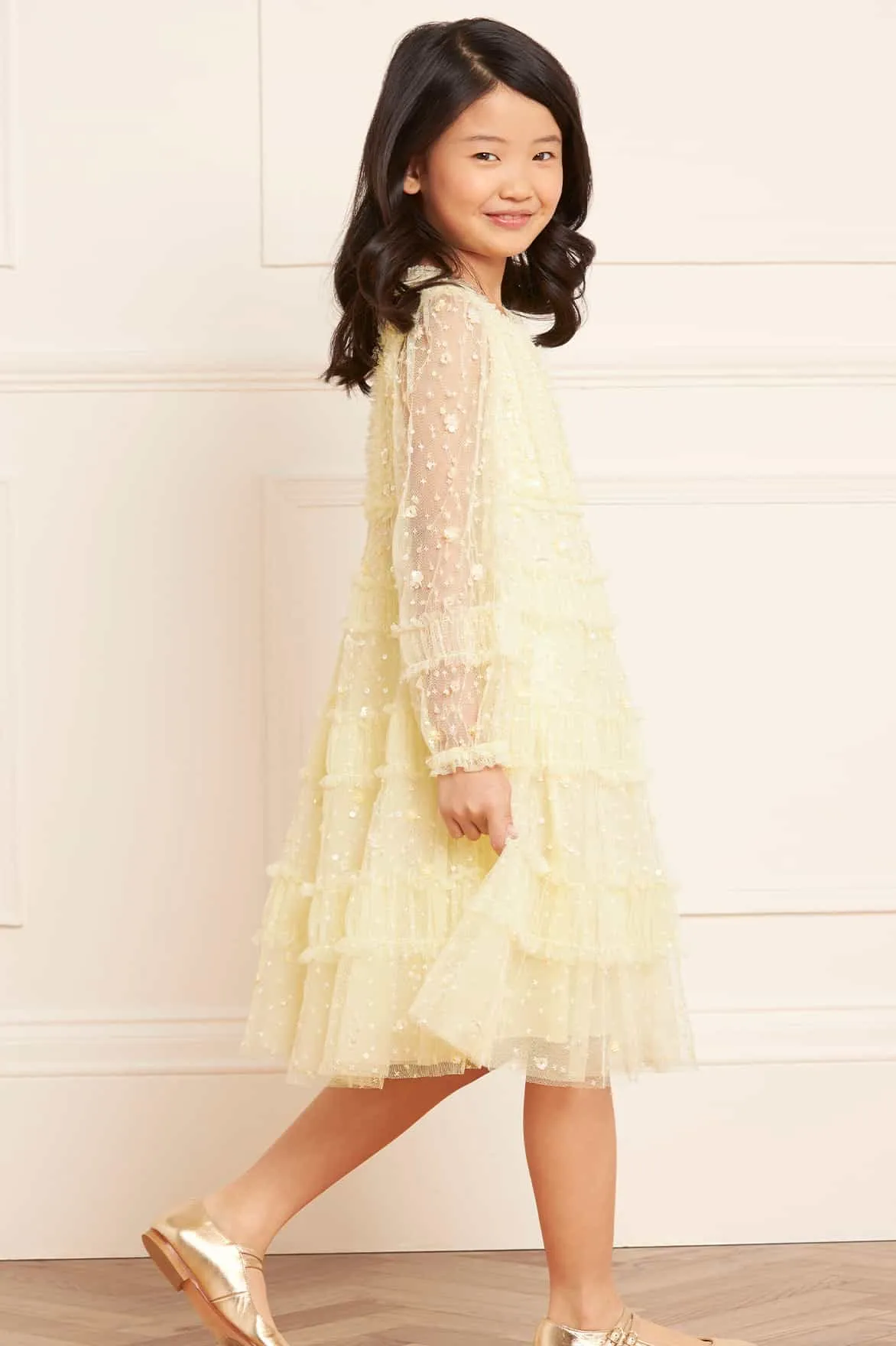 Violet Shimmer Long Sleeve Kids Dress