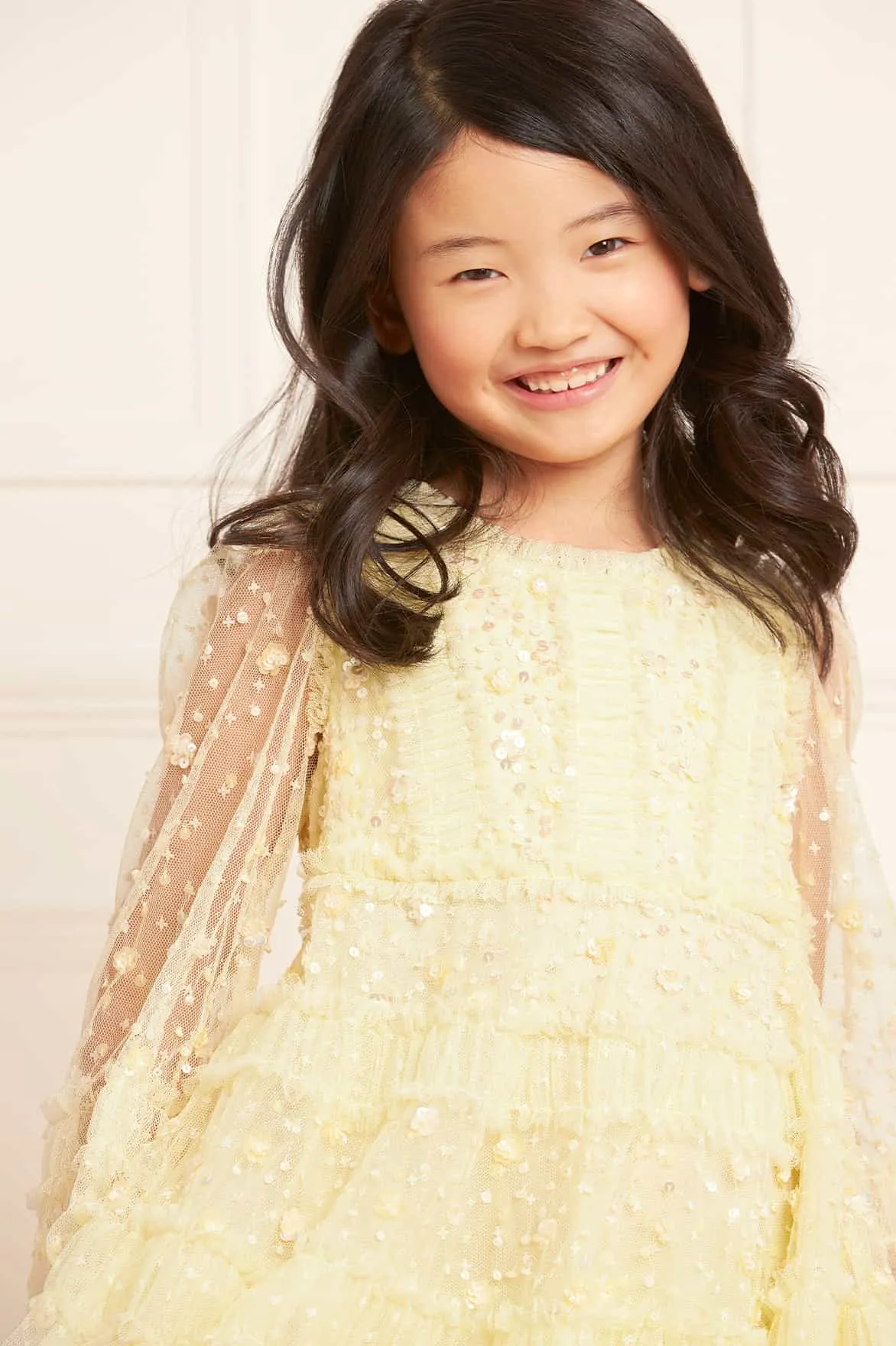 Violet Shimmer Long Sleeve Kids Dress