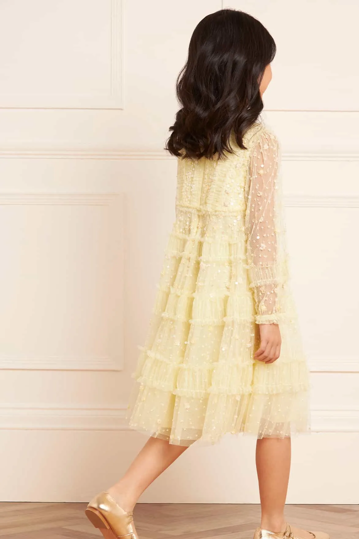 Violet Shimmer Long Sleeve Kids Dress