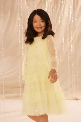 Violet Shimmer Long Sleeve Kids Dress