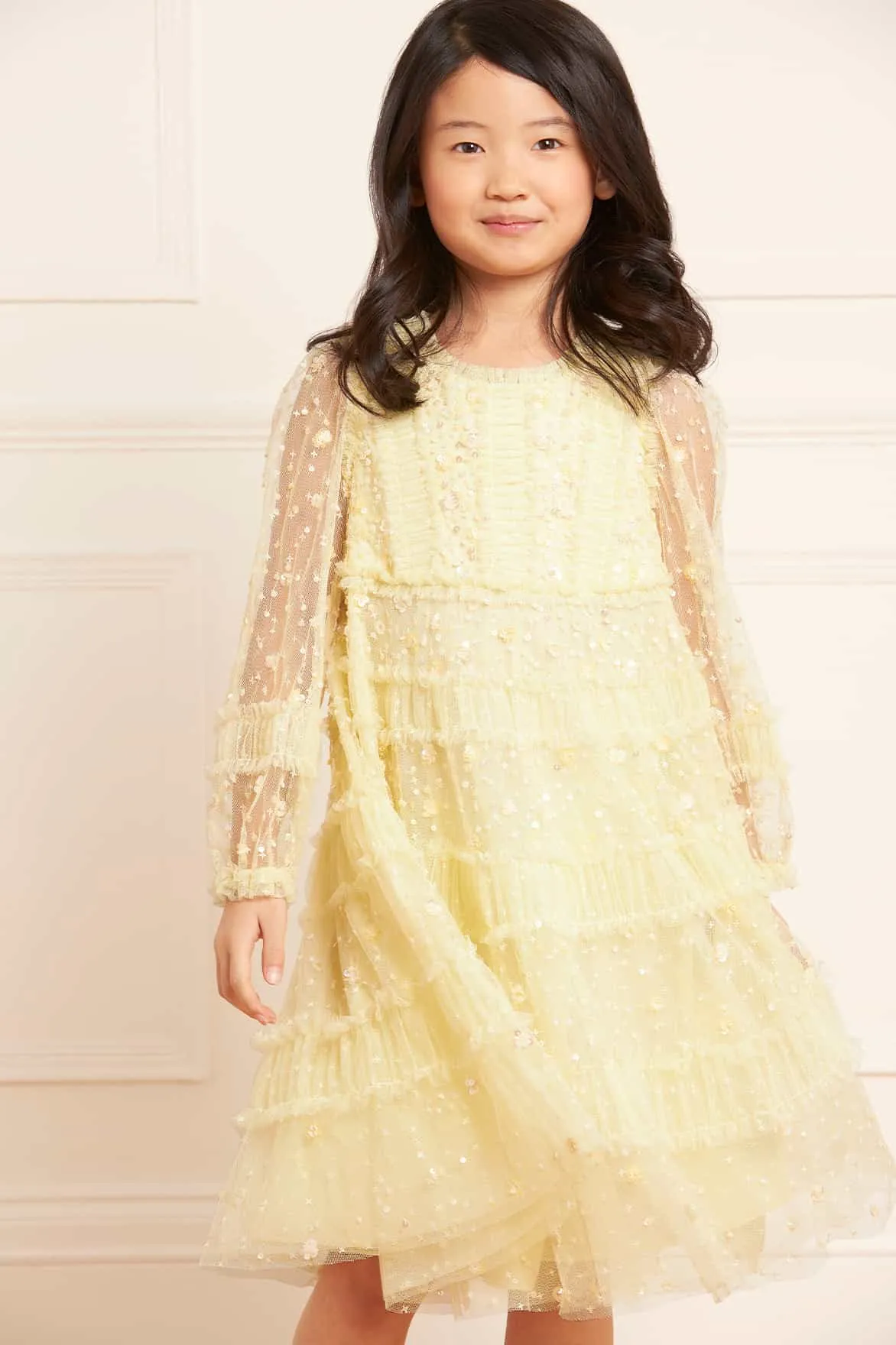 Violet Shimmer Long Sleeve Kids Dress