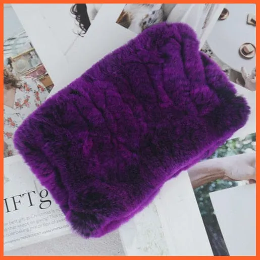 Women Handmade 100% Real Rex Fur Knitted Scarf | Genuine Fur Ring Scarves