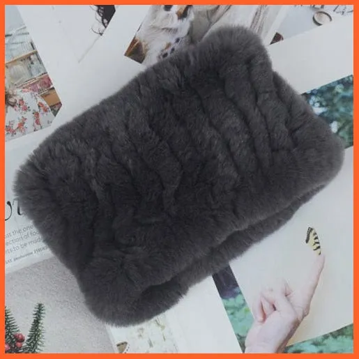 Women Handmade 100% Real Rex Fur Knitted Scarf | Genuine Fur Ring Scarves