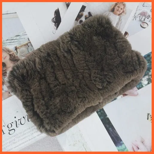 Women Handmade 100% Real Rex Fur Knitted Scarf | Genuine Fur Ring Scarves