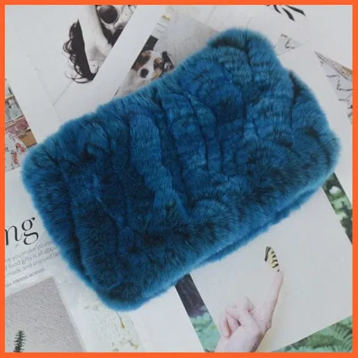 Women Handmade 100% Real Rex Fur Knitted Scarf | Genuine Fur Ring Scarves