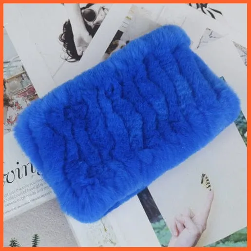 Women Handmade 100% Real Rex Fur Knitted Scarf | Genuine Fur Ring Scarves