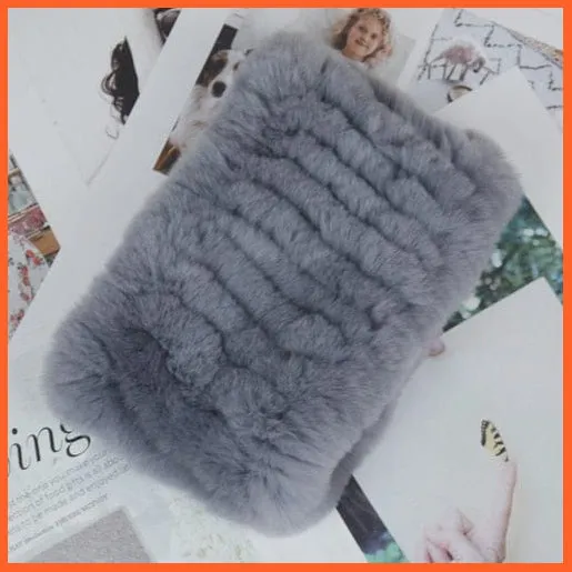 Women Handmade 100% Real Rex Fur Knitted Scarf | Genuine Fur Ring Scarves