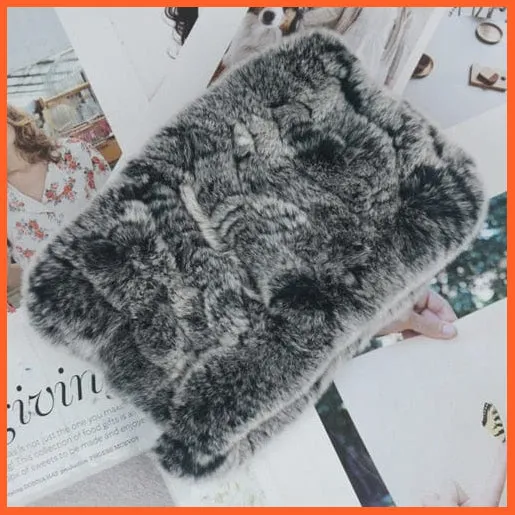 Women Handmade 100% Real Rex Fur Knitted Scarf | Genuine Fur Ring Scarves