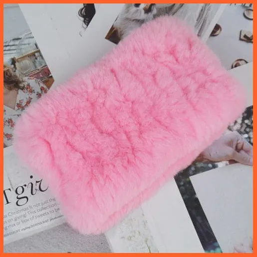 Women Handmade 100% Real Rex Fur Knitted Scarf | Genuine Fur Ring Scarves