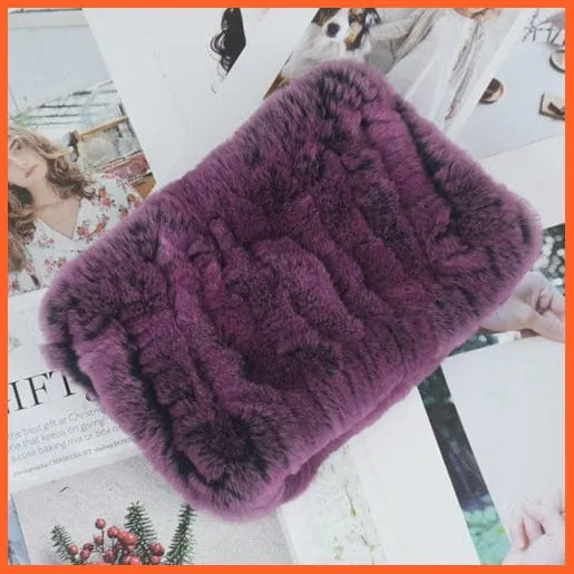 Women Handmade 100% Real Rex Fur Knitted Scarf | Genuine Fur Ring Scarves