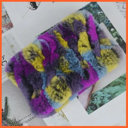 Women Handmade 100% Real Rex Fur Knitted Scarf | Genuine Fur Ring Scarves