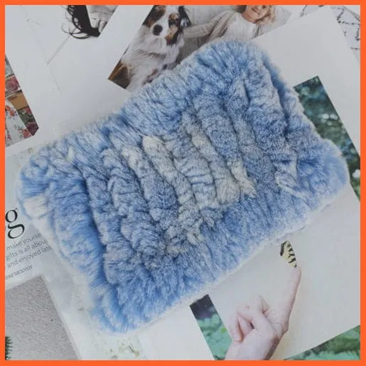 Women Handmade 100% Real Rex Fur Knitted Scarf | Genuine Fur Ring Scarves