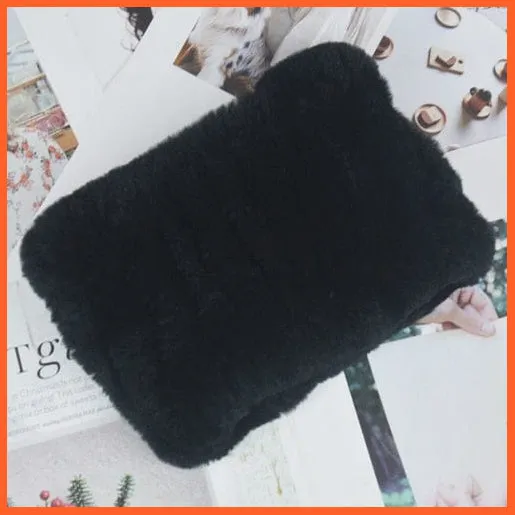 Women Handmade 100% Real Rex Fur Knitted Scarf | Genuine Fur Ring Scarves