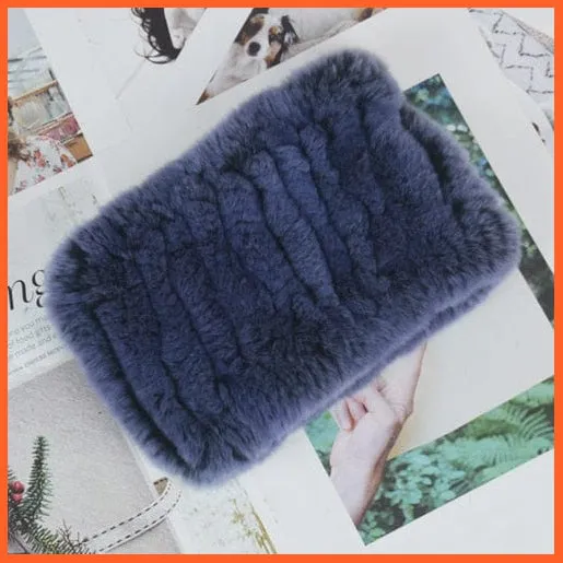 Women Handmade 100% Real Rex Fur Knitted Scarf | Genuine Fur Ring Scarves