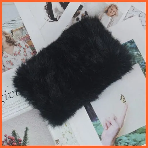 Women Handmade 100% Real Rex Fur Knitted Scarf | Genuine Fur Ring Scarves