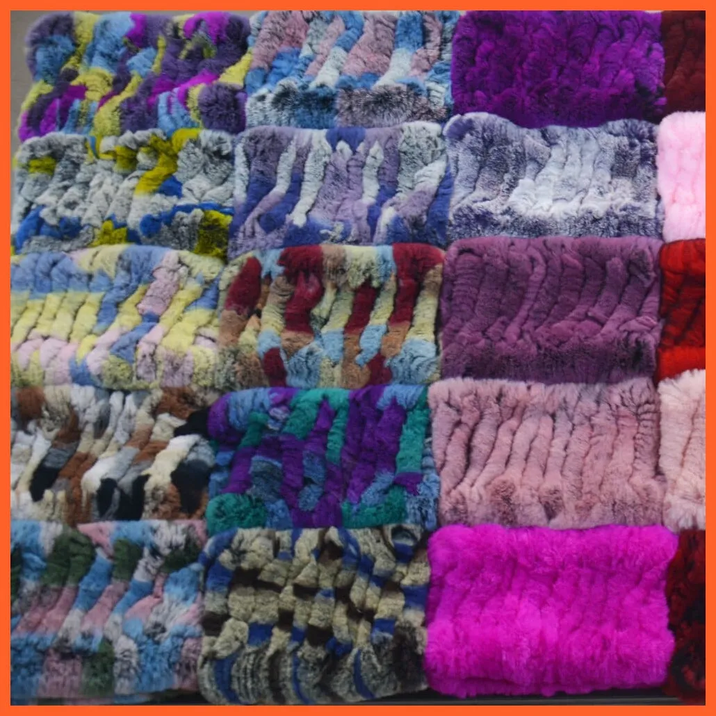 Women Handmade 100% Real Rex Fur Knitted Scarf | Genuine Fur Ring Scarves