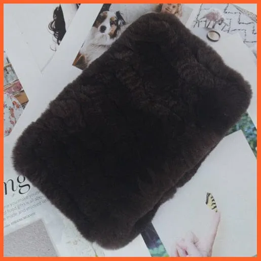 Women Handmade 100% Real Rex Fur Knitted Scarf | Genuine Fur Ring Scarves