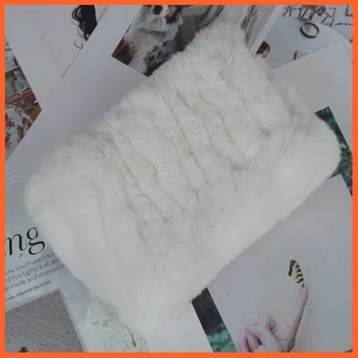 Women Handmade 100% Real Rex Fur Knitted Scarf | Genuine Fur Ring Scarves
