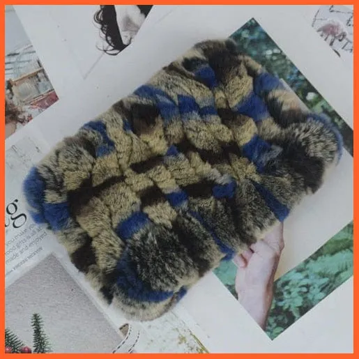 Women Handmade 100% Real Rex Fur Knitted Scarf | Genuine Fur Ring Scarves