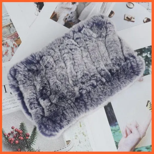 Women Handmade 100% Real Rex Fur Knitted Scarf | Genuine Fur Ring Scarves