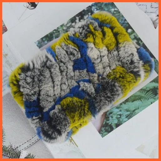 Women Handmade 100% Real Rex Fur Knitted Scarf | Genuine Fur Ring Scarves
