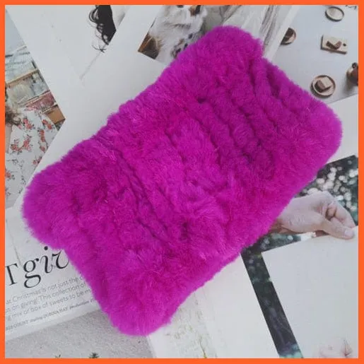 Women Handmade 100% Real Rex Fur Knitted Scarf | Genuine Fur Ring Scarves